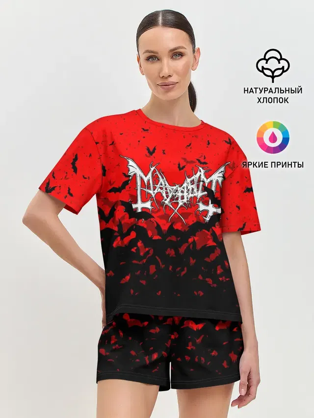 Женская пижама с шортами с принтом «Mayhem»