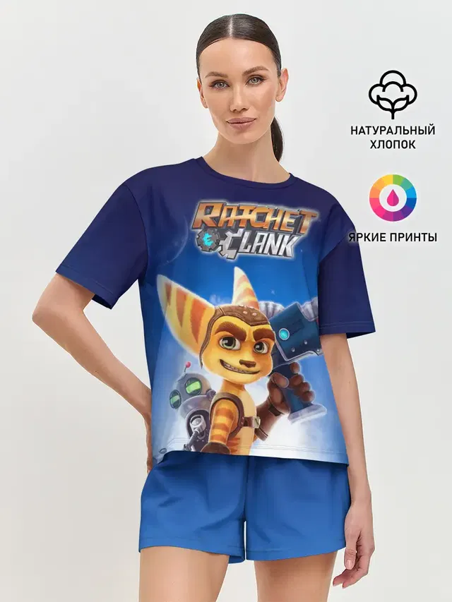 Женская пижама с шортами с принтом «Ratchet & Clank — Рэтчет и Кланr»