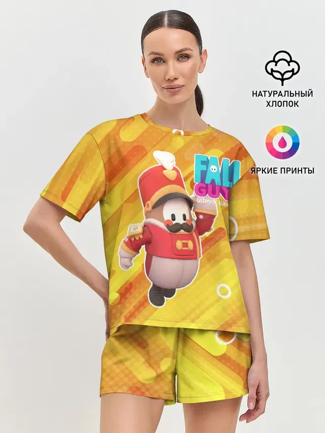 Женская пижама с шортами с принтом «Fall Guys — Щелкунчик»