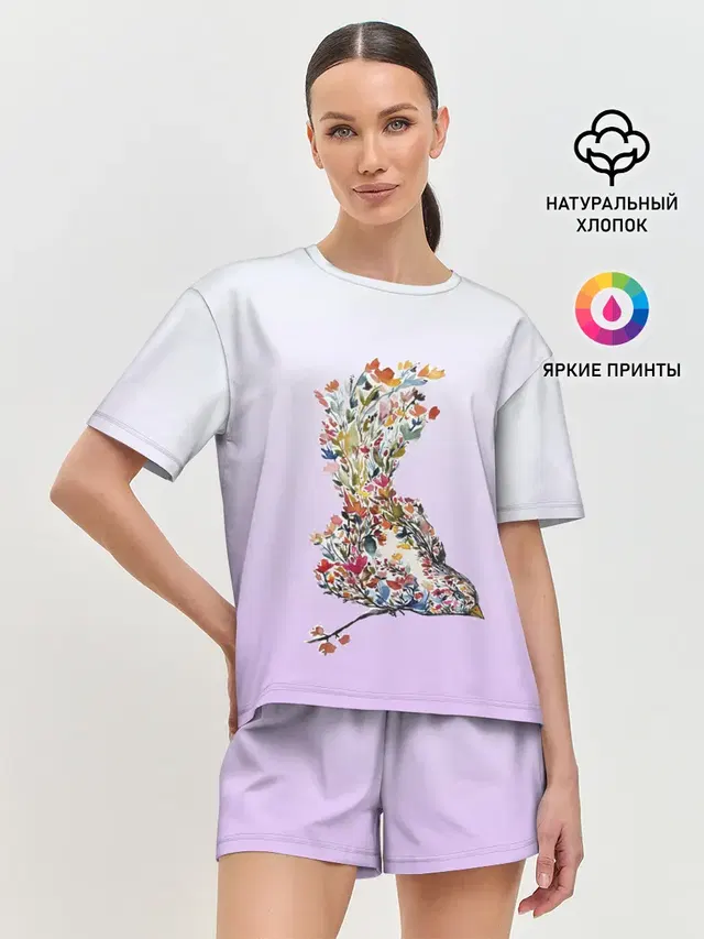 акварельная птичка