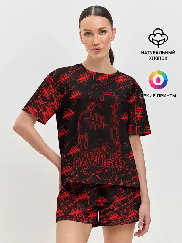 Женская пижама с шортами с принтом «Tally marks»