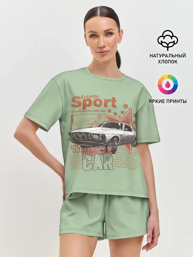 Женская пижама с шортами с принтом «Retro — Muscle car»
