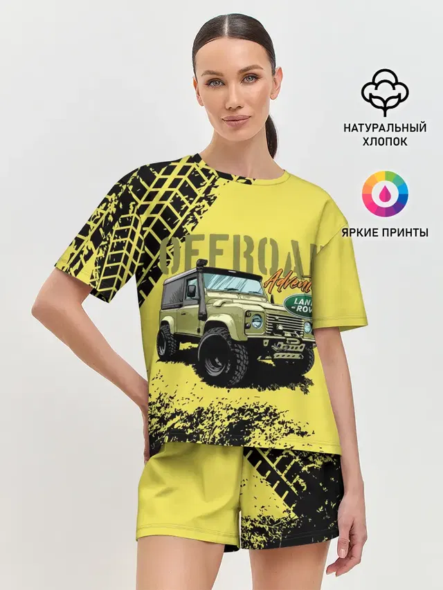 Женская пижама с шортами с принтом «Land Rover»