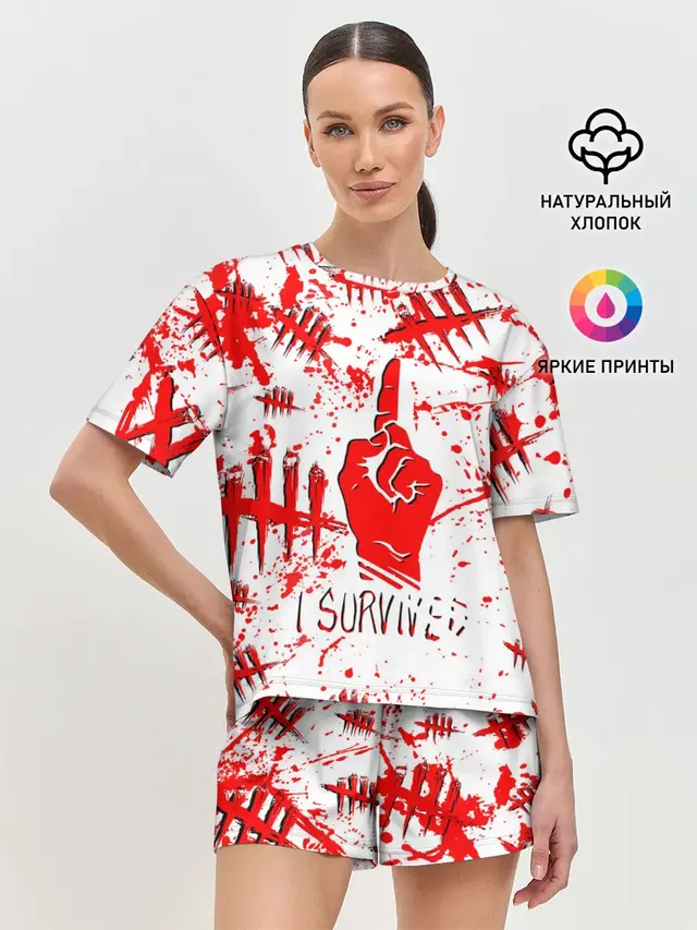 Женская пижама с шортами с принтом «blood splatter»