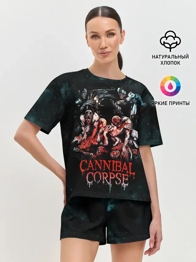 Женская пижама с шортами с принтом «Cannibal Corpse»