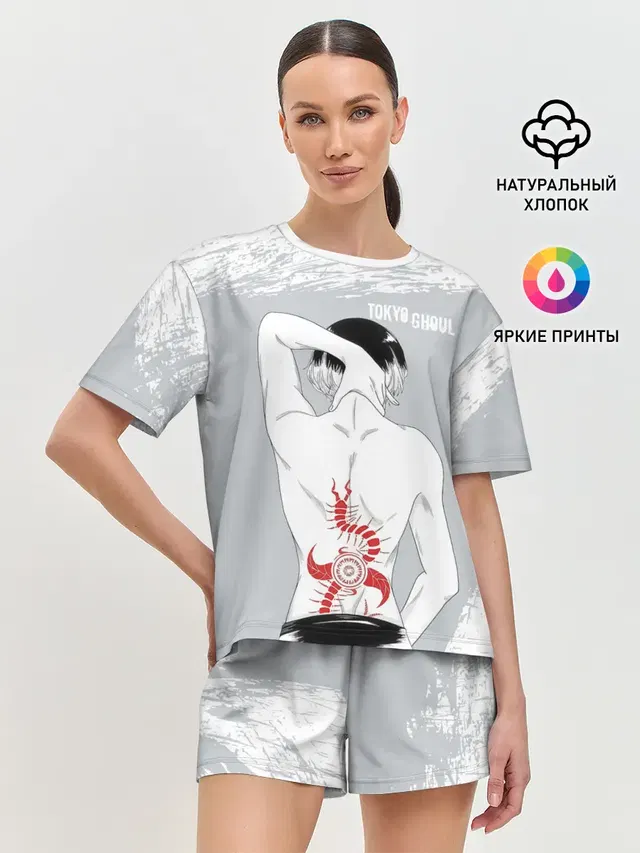 Женская пижама с шортами с принтом «Токийский Гуль — Sasaki kagune tattoo»