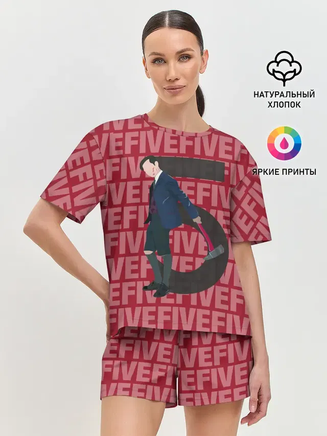 Женская пижама с шортами с принтом «Академия Амбрелла — FIVE FIVE FIVE»
