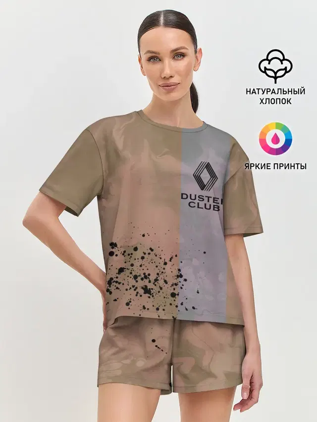Женская пижама с шортами с принтом «Renault — Renault Duster Club — Рено Дастер Клуб»