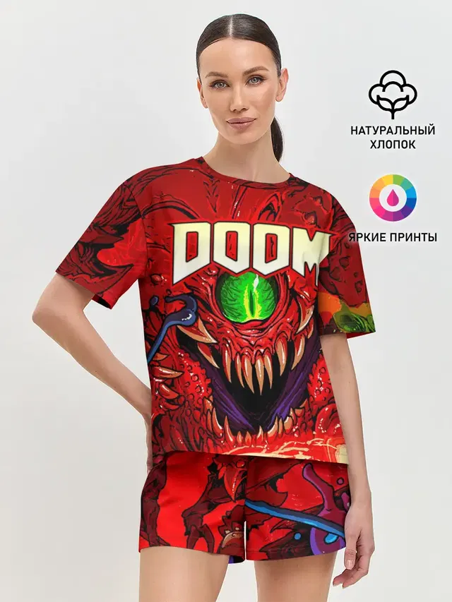 Женская пижама с шортами с принтом «Дум — DOOM Eternal»