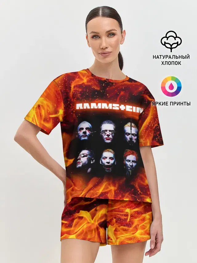 Женская пижама с шортами с принтом «Rammstein»
