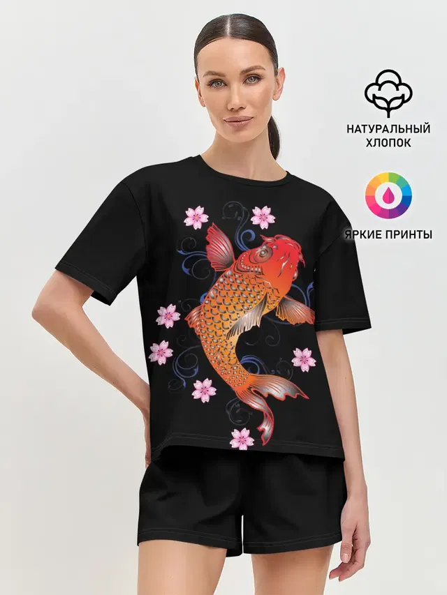 Карп Кои с Цветами