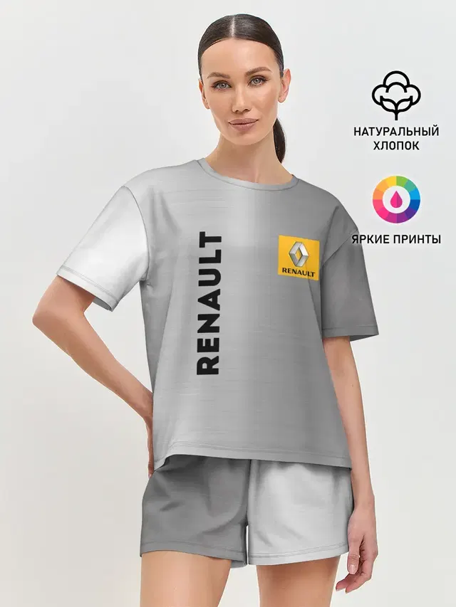 Женская пижама с шортами с принтом «Renault — Сталь»