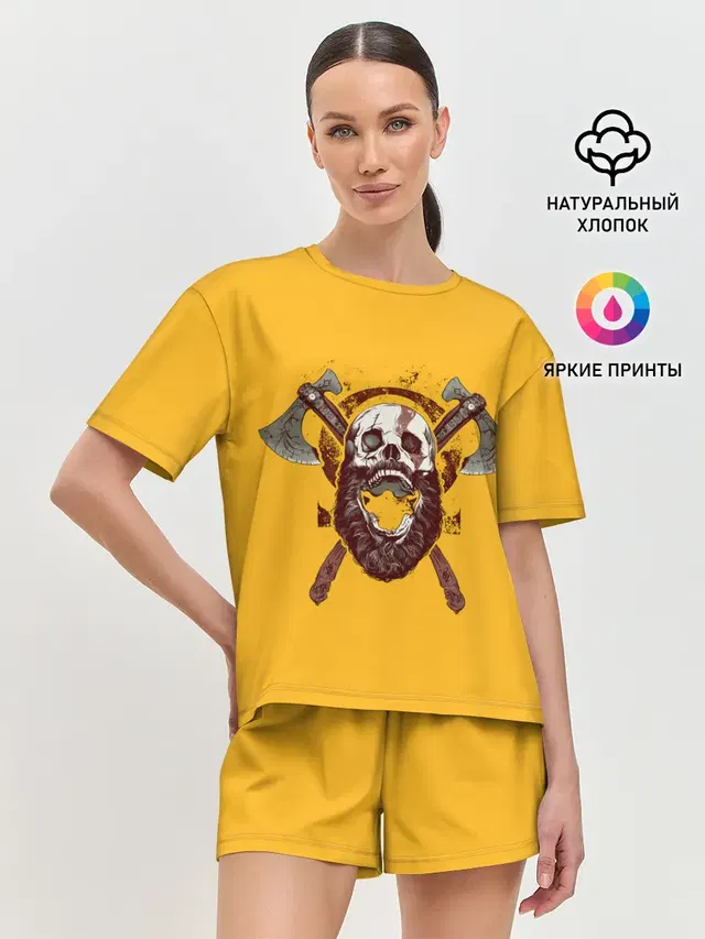 Женская пижама с шортами с принтом «Battle roar»