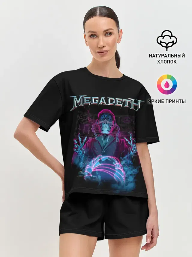 Женская пижама с шортами с принтом «Megadeth»