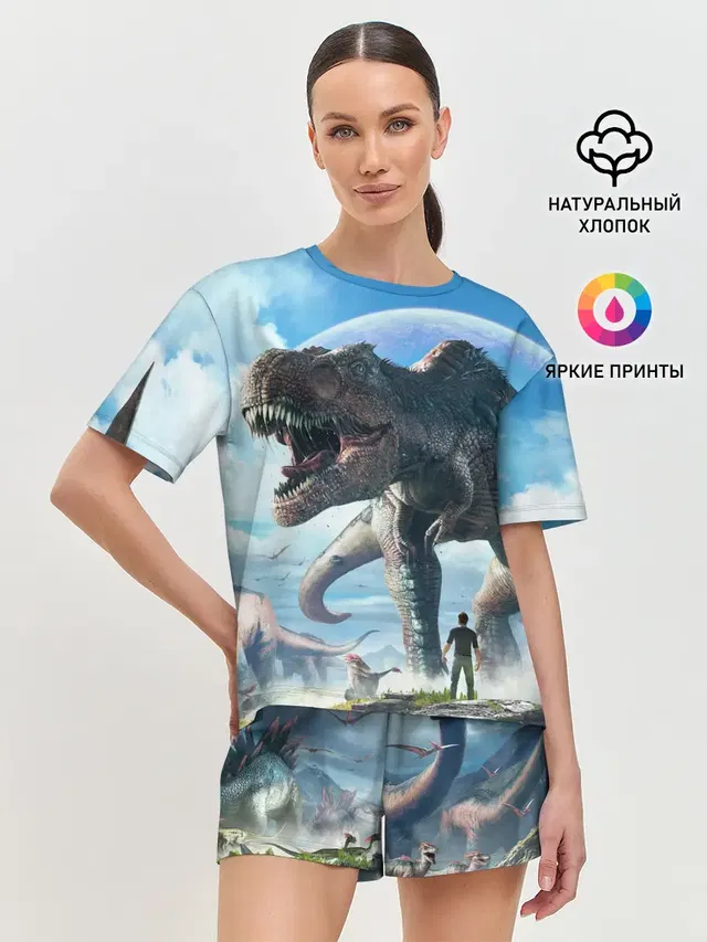 Женская пижама с шортами с принтом «Ark Survival Evolved»