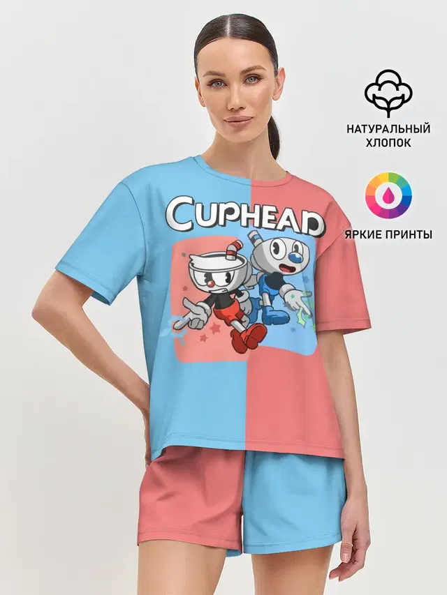 Женская пижама с шортами с принтом «Caphead»