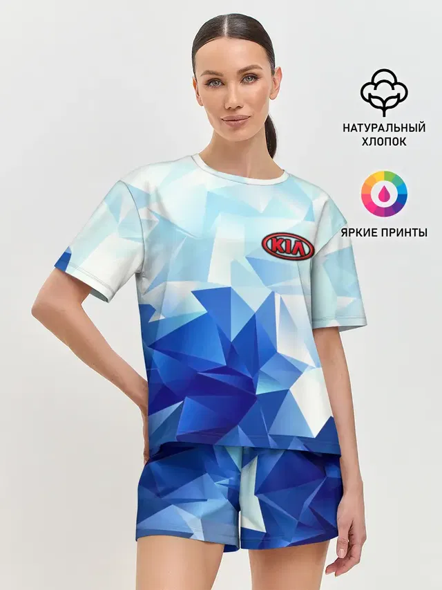 Женская пижама с шортами с принтом «Low poly pattern — KIA Motors»