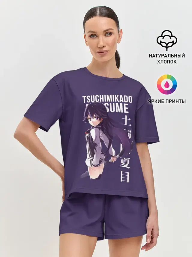 Женская пижама с шортами с принтом «Natsume Tsuchimikado»