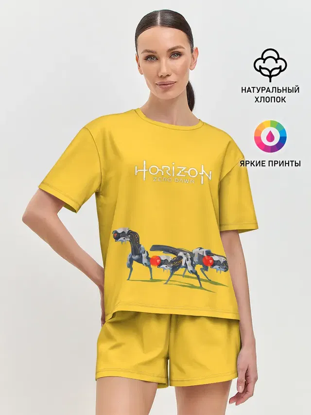 Женская пижама с шортами с принтом «Элой на охоте»