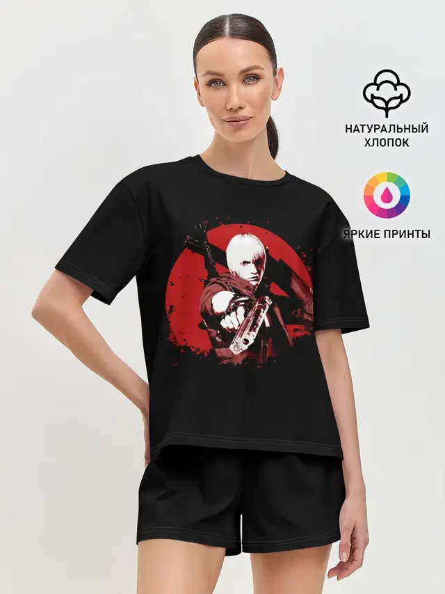 Женская пижама с шортами с принтом «Devil May Cry — Кровавый Данте»