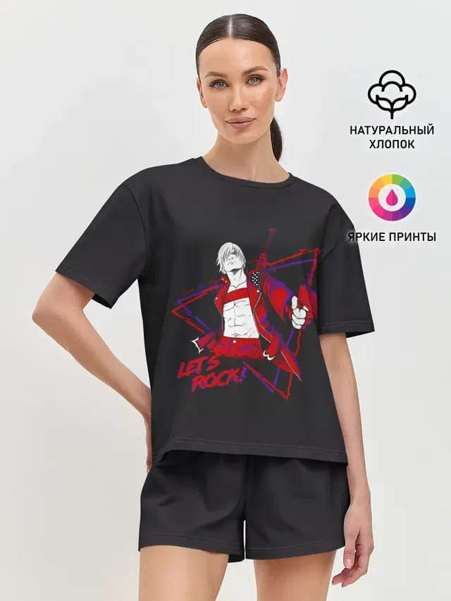 Женская пижама с шортами с принтом «Devil May Cry — Lets Rock — DMC»
