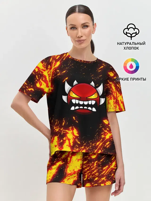 Женская пижама с шортами с принтом «Geometry Dash — Demon»