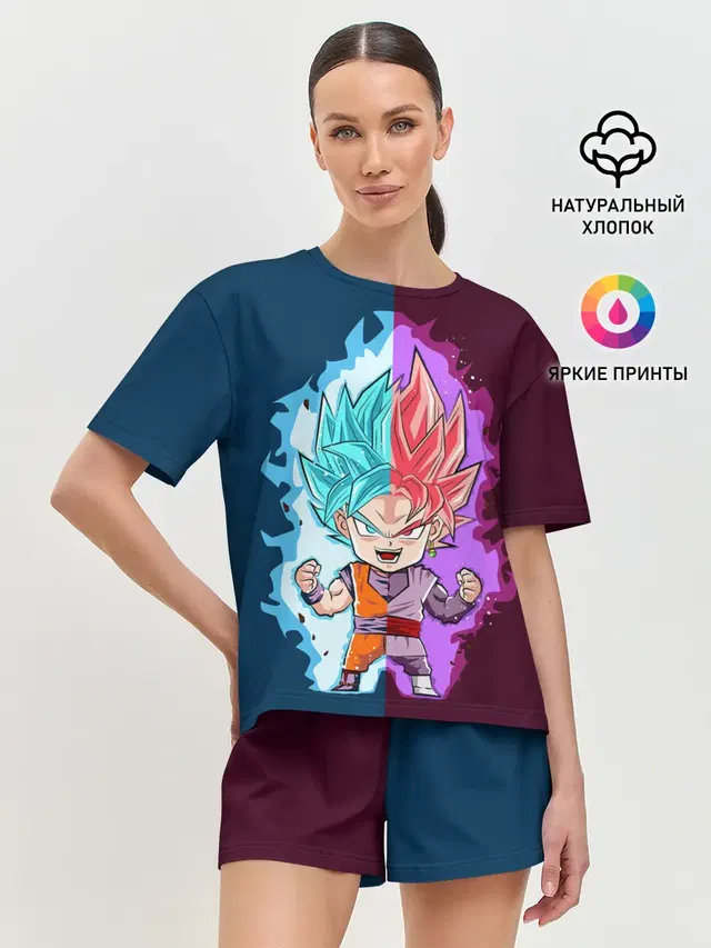 Женская пижама с шортами с принтом «Vegeta power»