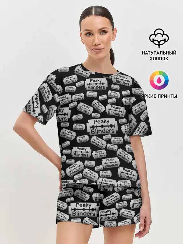 Женская пижама с шортами с принтом «Peaky Blinders Лезвие Паттерн»
