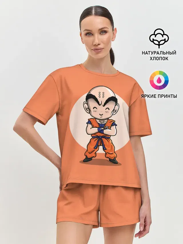 Женская пижама с шортами с принтом «Dragon ball — Куририн»