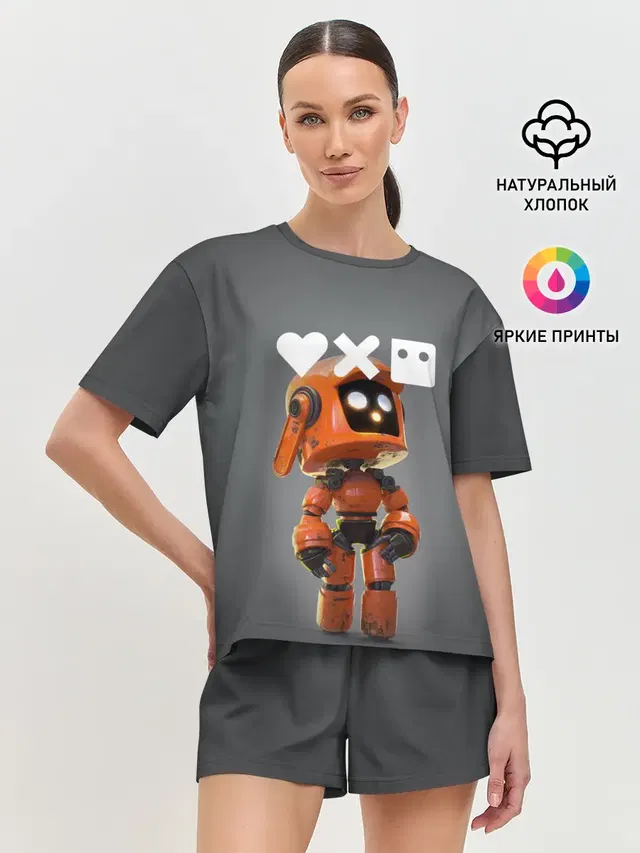 Женская пижама с шортами с принтом «Robot — K-VRC»