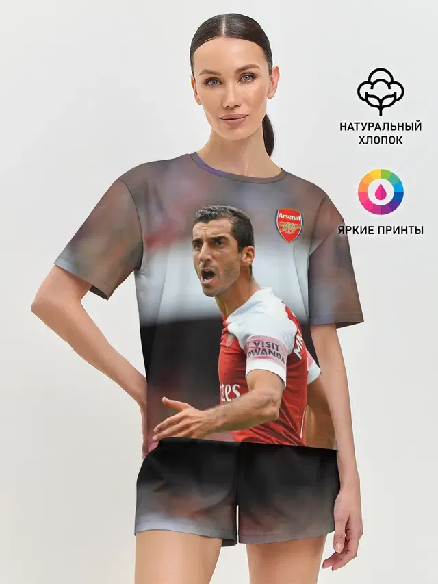 Женская пижама с шортами с принтом «Генрих Мхитарян — H. Mkhitaryan — Arsenal»