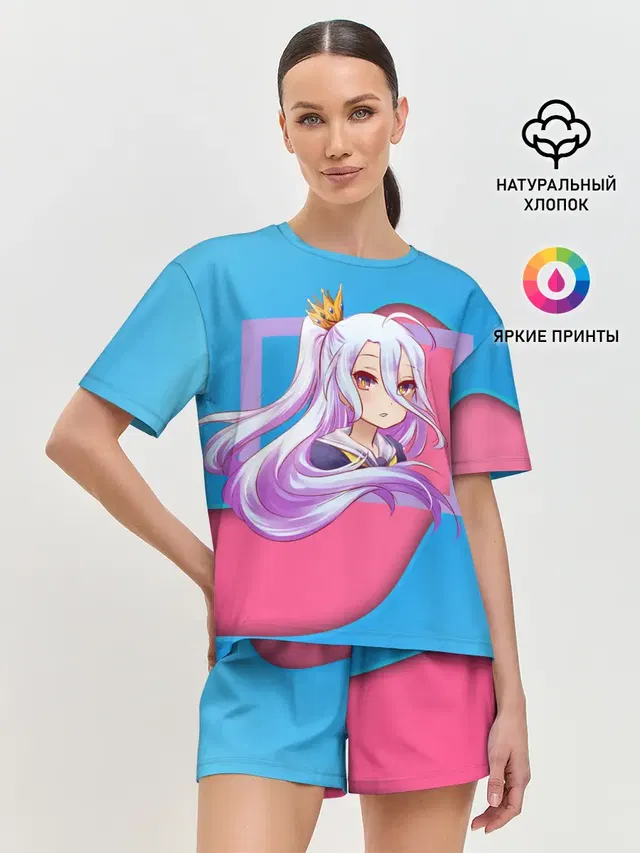 Женская пижама с шортами с принтом «No Game No Life — Sweet Shiro»