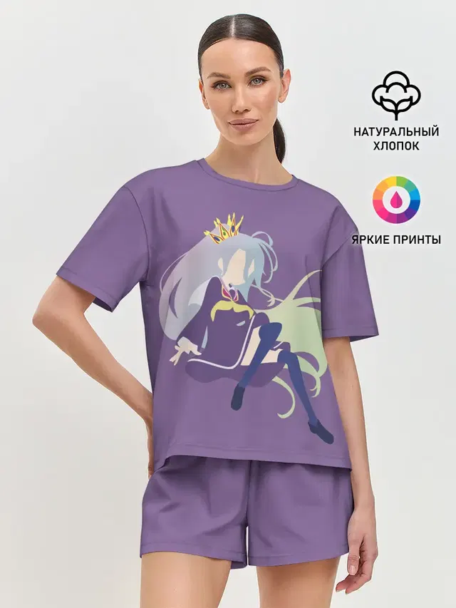 Женская пижама с шортами с принтом «No Game No Life — Широ арт»