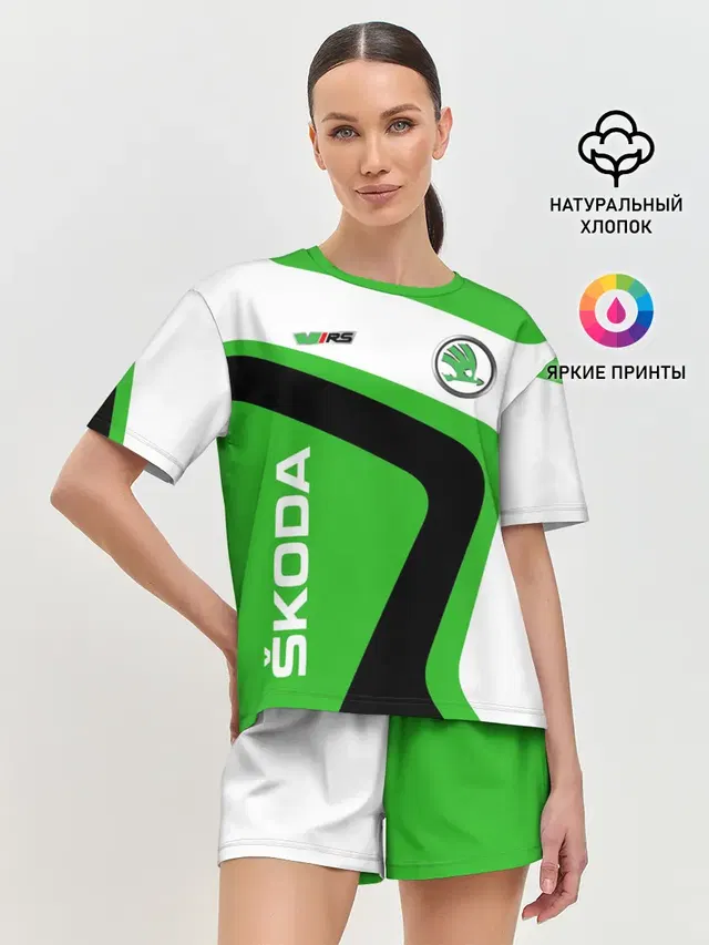 Женская пижама с шортами с принтом «Skoda»