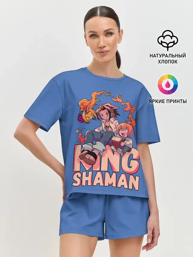 Женская пижама с шортами с принтом «Шаман Кинг — King Shaman»