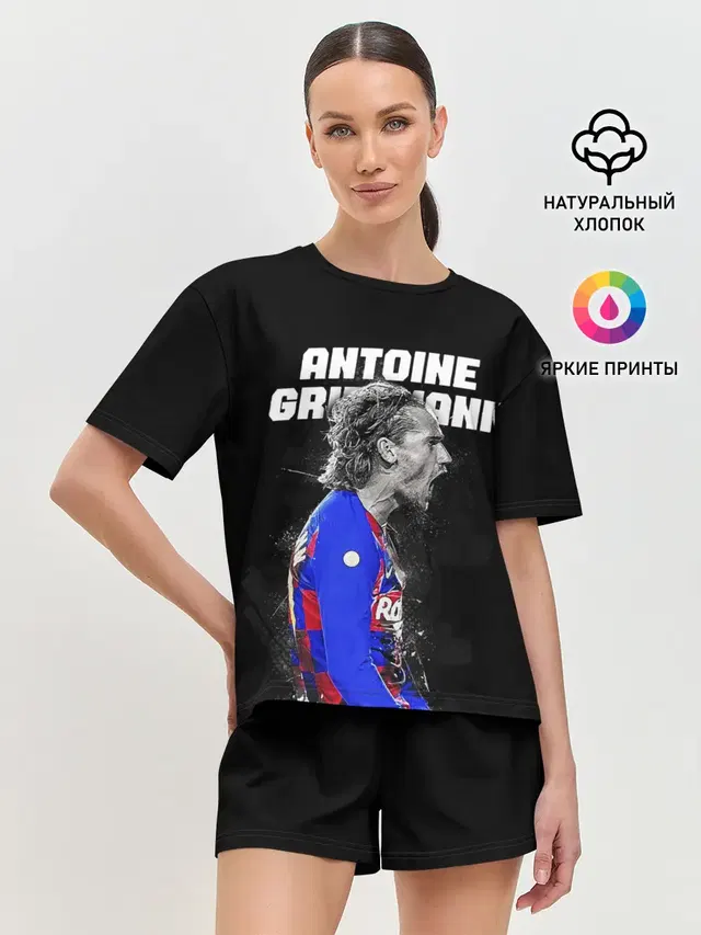 Женская пижама с шортами с принтом «Антуан Гризманн — ANTOINE GRIEZMANN — ГРИЗМАНН»