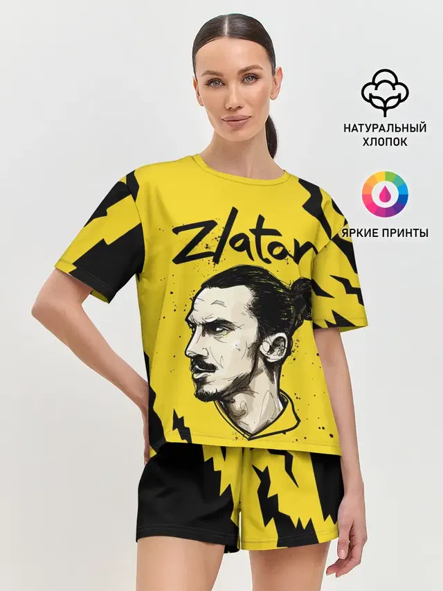 Женская пижама с шортами с принтом «Златан Ибрагимович — ZLATAN»