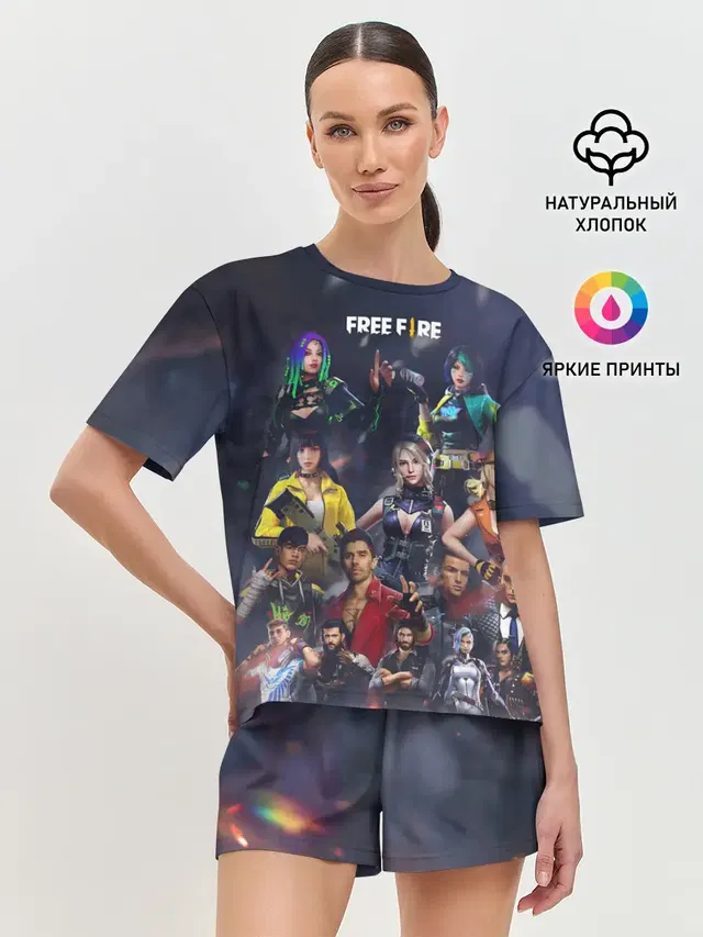 Женская пижама с шортами с принтом «Game characters — Free fire»