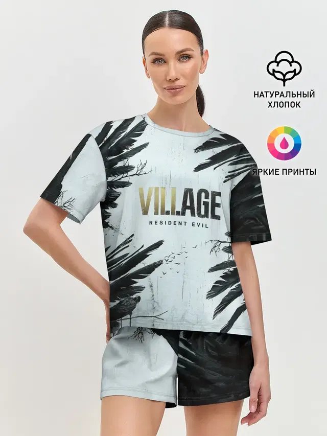 Женская пижама с шортами с принтом «Resident Evil Village. Crow»