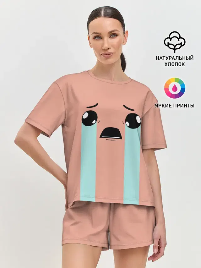 Женская пижама с шортами с принтом «The Binding of Isaac — Crying Isaac»