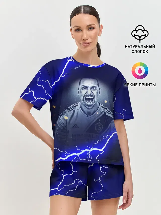 Женская пижама с шортами с принтом «Милан — Златан Ибрагимович — ZLATAN»