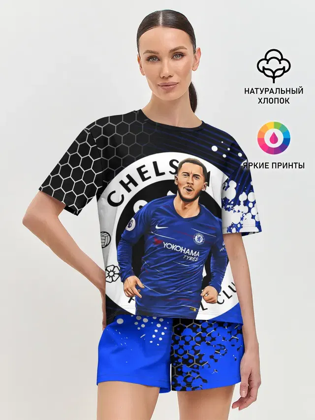 Женская пижама с шортами с принтом «Эден Азар — CHELSEA — ЧЕЛСИ»