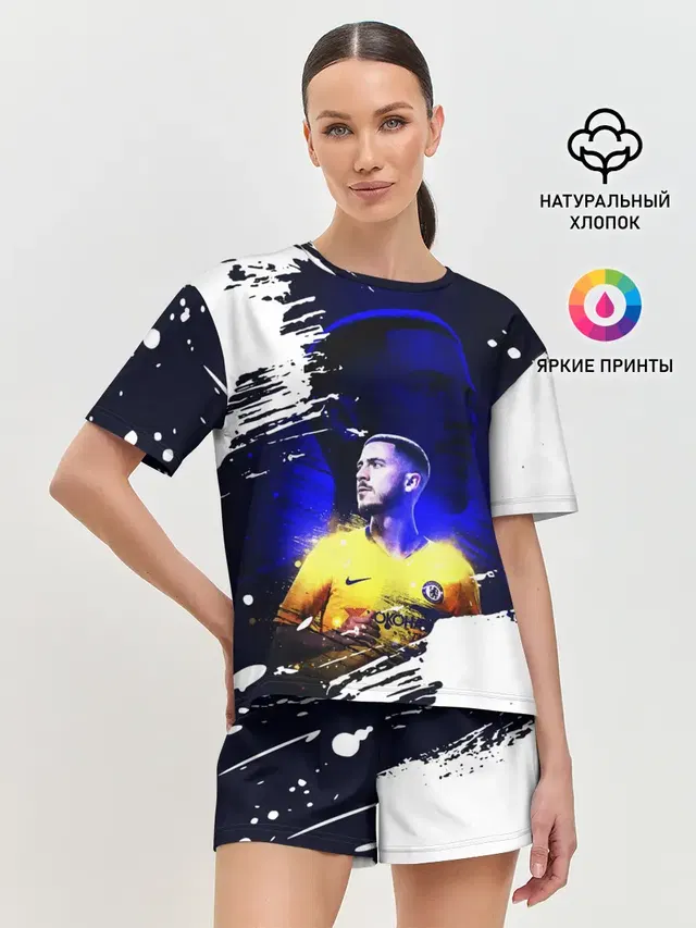 Женская пижама с шортами с принтом «Эден Азар — EDEN HAZARD»