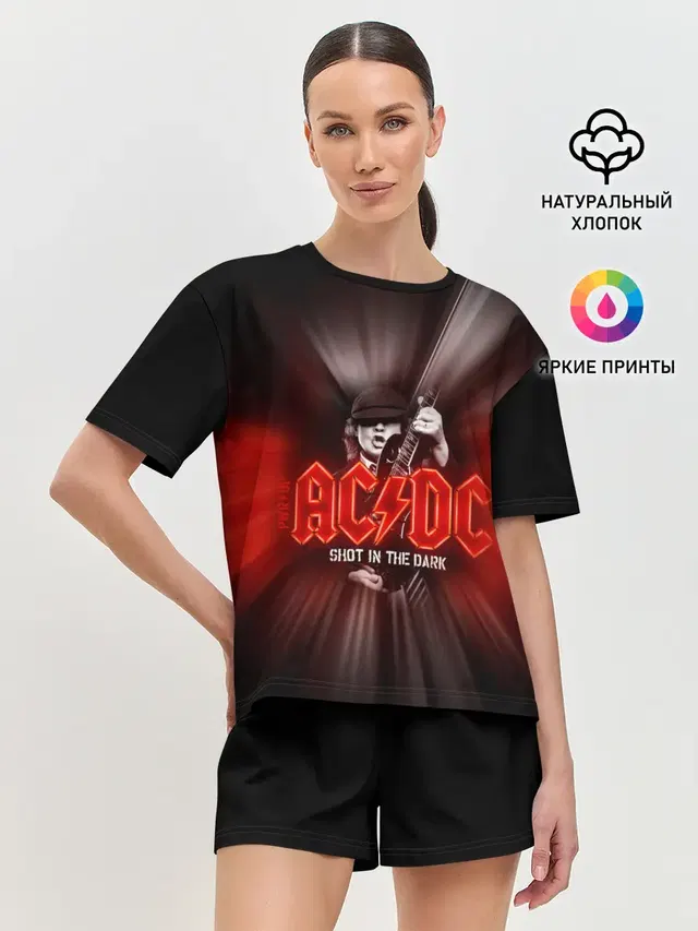 Женская пижама с шортами с принтом «AC — AC/DC: Angus Young»