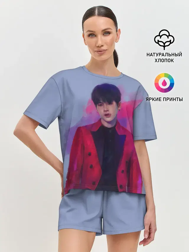 Женская пижама с шортами с принтом «BTS — Kim Seokjin»