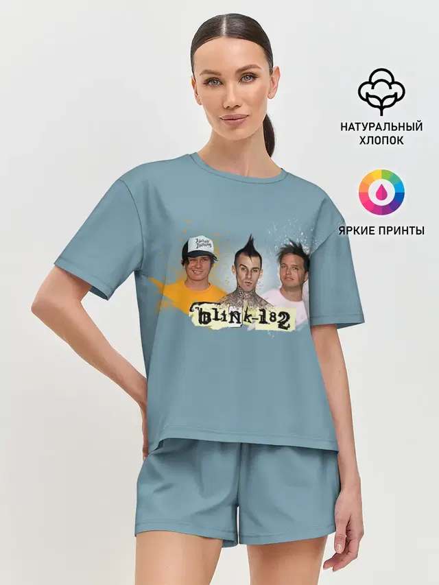 Женская пижама с шортами с принтом «Blink 182»
