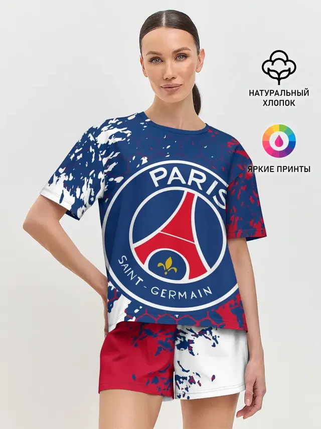 Женская пижама с шортами с принтом «ПСЖ — ФК ПСЖ — FC PSG — PARIS SG»
