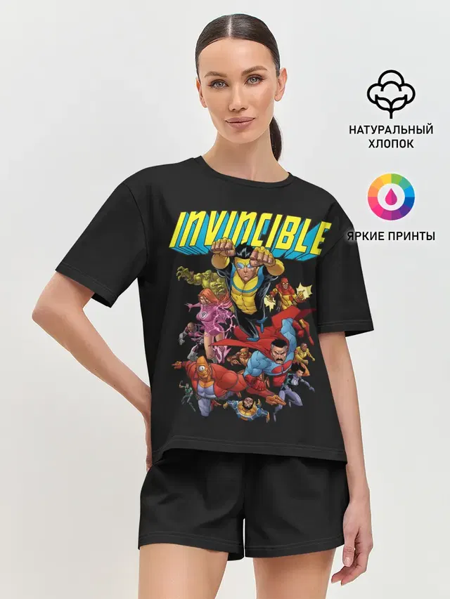 Женская пижама с шортами с принтом «Разное — Неуязвимый — Invincible»