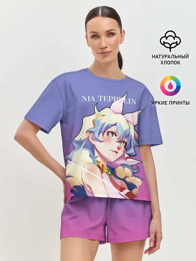 Женская пижама с шортами с принтом «Nia Gurren Lagann»