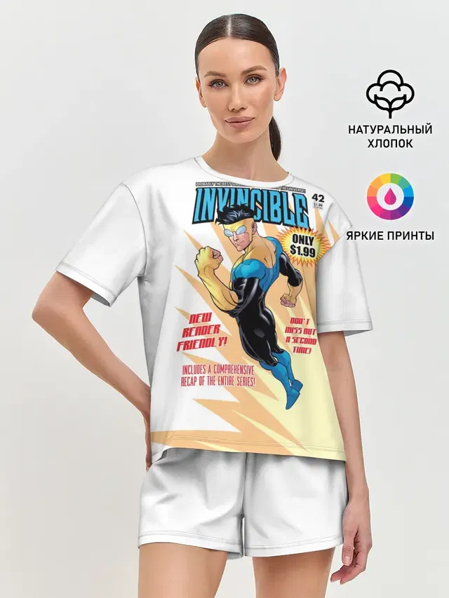 Женская пижама с шортами с принтом «НЕУЯЗВИМЫЙ | INVINCIBLE»